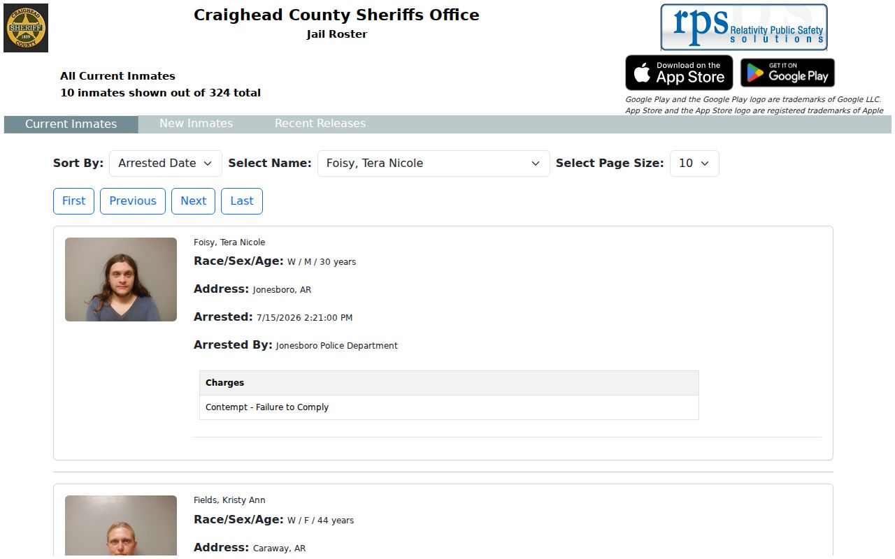 Craighead County arrest history current inmate roster