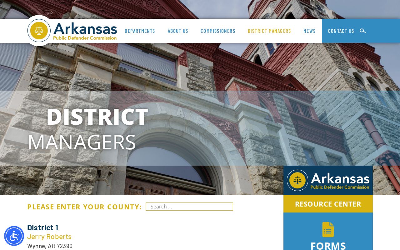 Arkansas Public Defender Commission district manager page for Craighead County