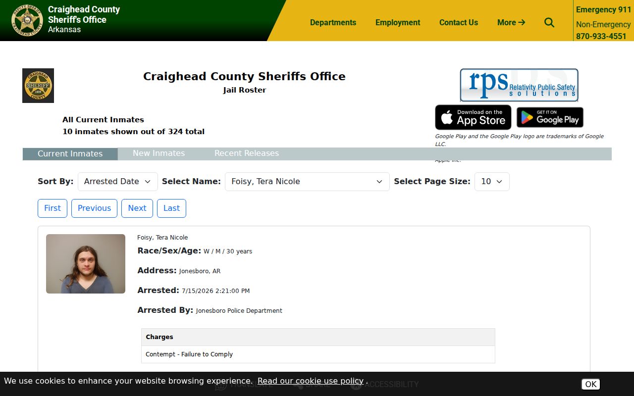 Craighead County criminal history sheriff roster gateway