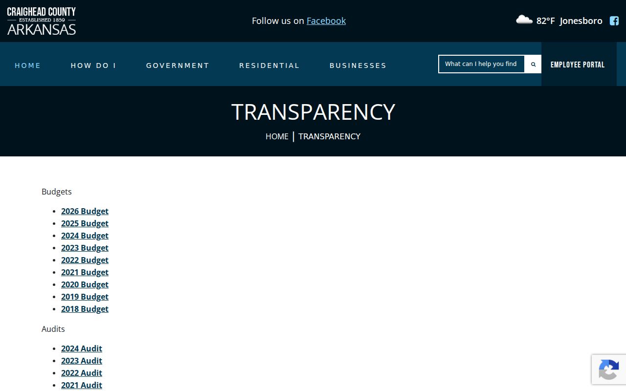 Craighead County criminal history county transparency FOIA page