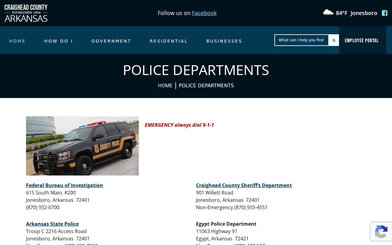 Craighead County criminal history county police departments contacts