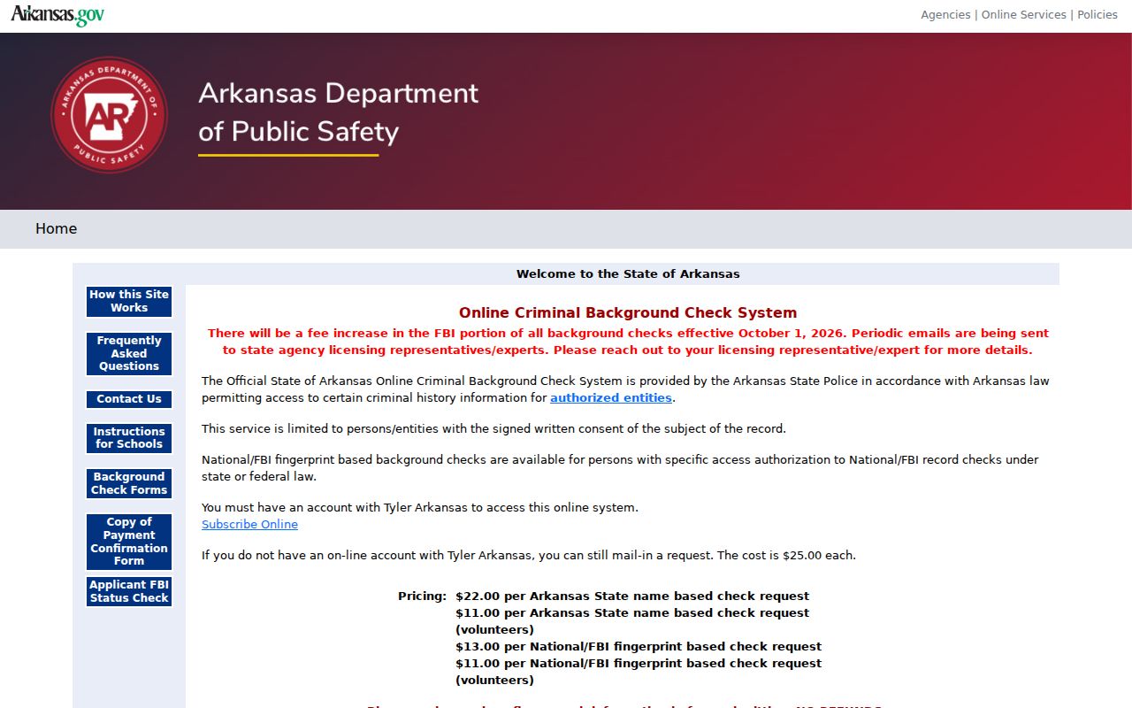 Craighead County criminal history Arkansas online background check system